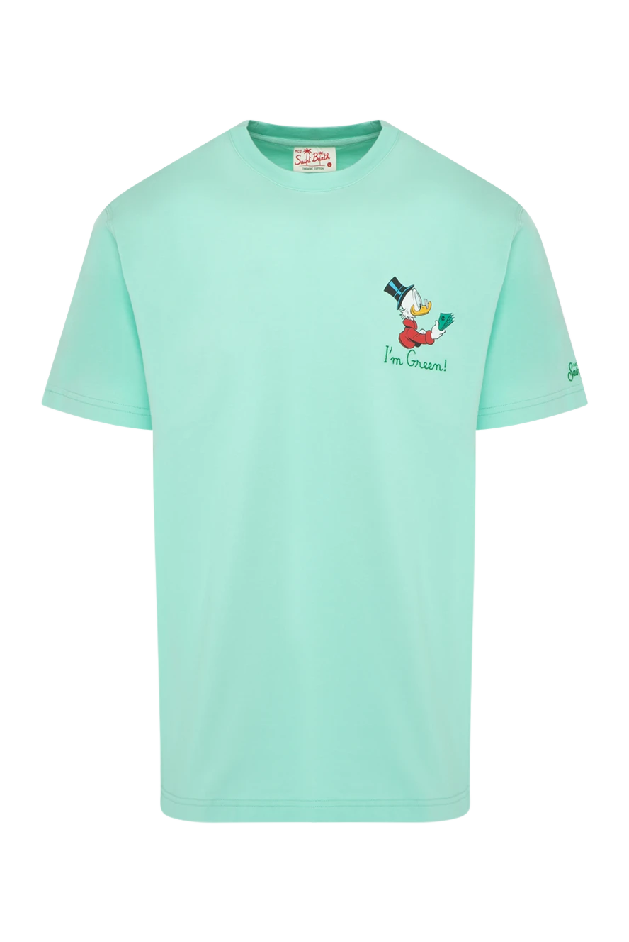 MC2 Saint Barth Men's green T-shirt made of cotton - Donald Duck drawing, brand logo. Composition:100% cotton. Country of manufacture: Italy. Care: specialized cleaning - photo 1