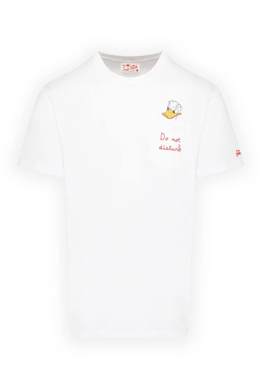 MC2 Saint Barth Men's white T-shirt made of cotton - Donald Duck drawing, brand logo. Composition:100% cotton. Country of manufacture: Italy. Care: specialized cleaning - photo 1