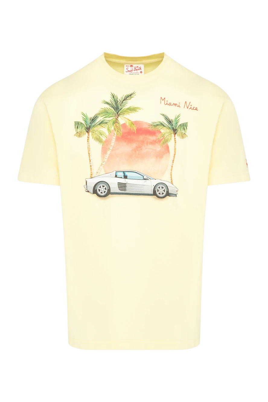 MC2 Saint Barth Men's yellow T-shirt made of cotton - drawing car. Composition:100% cotton. Country of manufacture: Italy. Care: specialized cleaning - photo 1