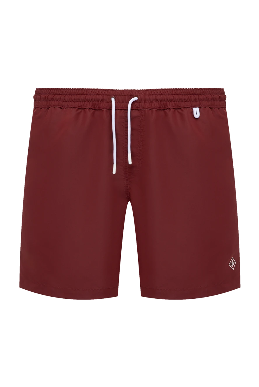 Loro Piana Men's burgundy polyester beach shorts. - brand logo. 100% polyester. Closure: drawstring. two side pockets, one back pocket. Country of manufacture: Italy. Care: specialized cleaning - photo 1