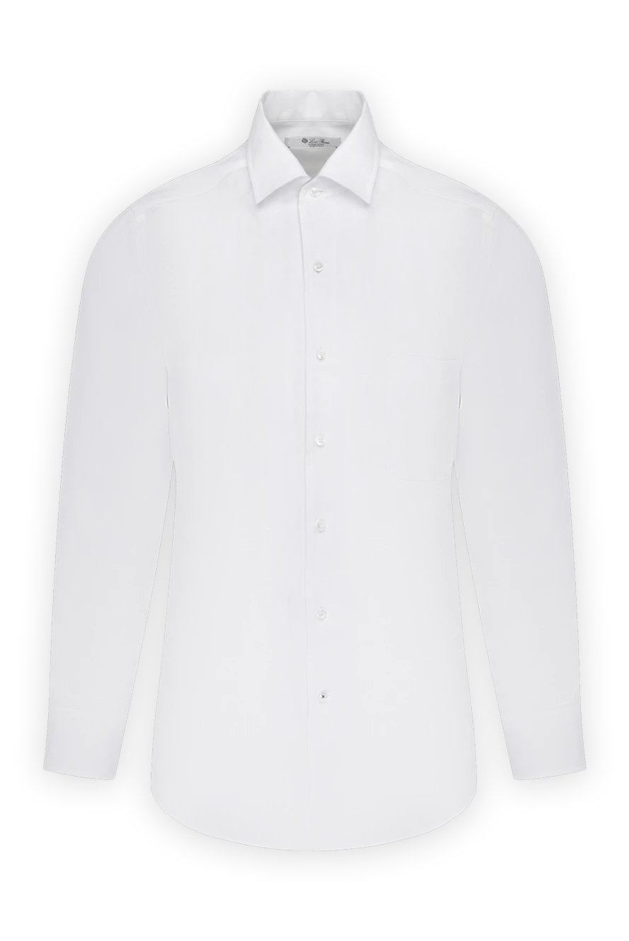 Loro Piana Shirt for men white from linen - 100% linen. Closure: buttons. one chest pocket. Country of manufacture: Italy. Care: specialized cleaning - photo 1