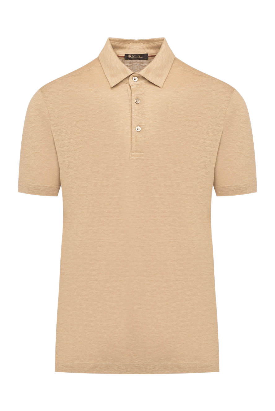 Loro Piana Men's beige linen polo shirt - 100% linen. Closure: buttons. Country of manufacture: Italy. Care: specialized cleaning - photo 1