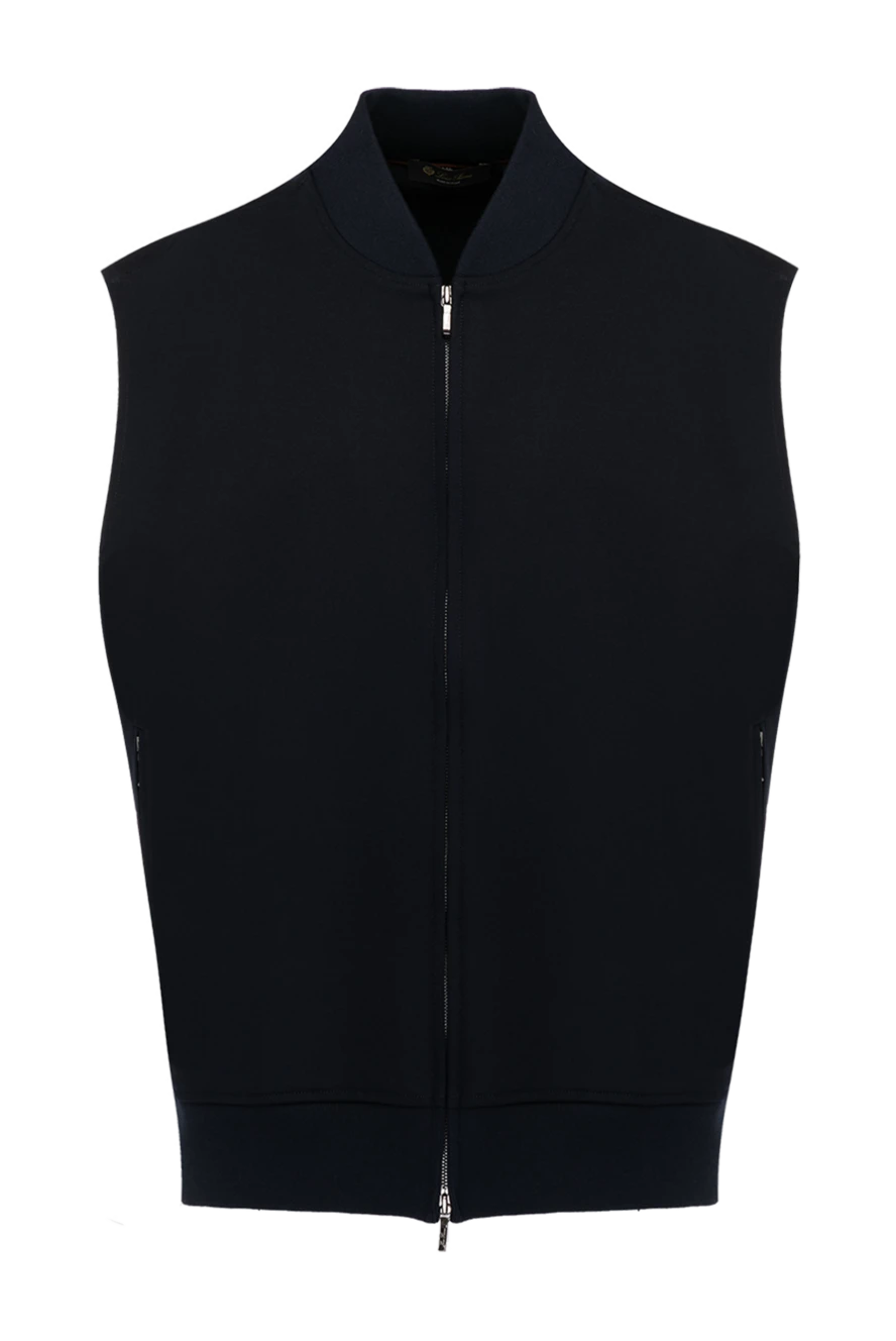 Loro Piana Men's blue vest made of wool and elastane - 98% cotton, 2% elastane. Closure: zipper. two side pockets. Country of manufacture: Italy. Care: specialized cleaning - photo 1