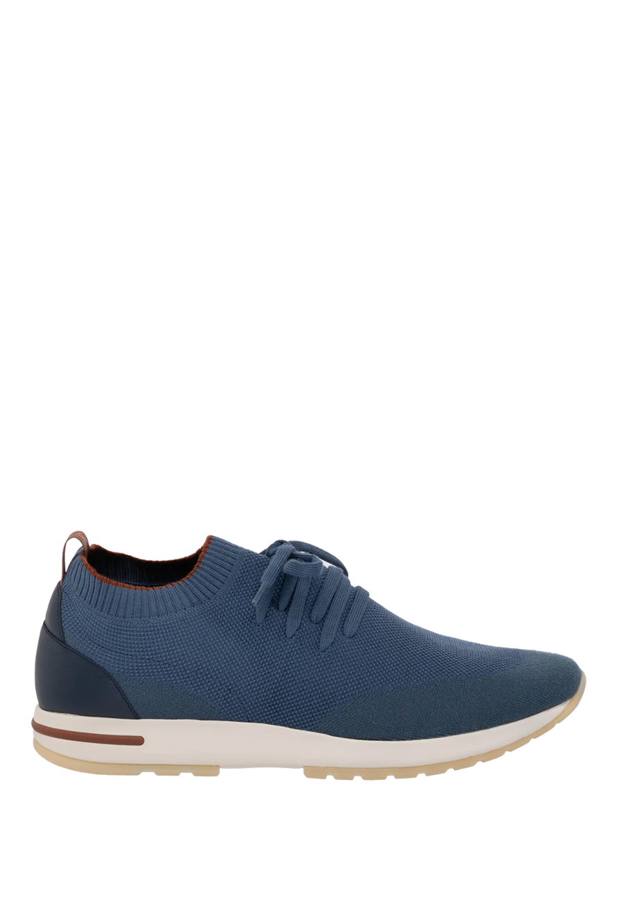 Loro Piana Men's blue wool sneakers - contrast sole. 100% wool. Closure: laces. Country of manufacture: Italy. Care: specialized cleaning - photo 1