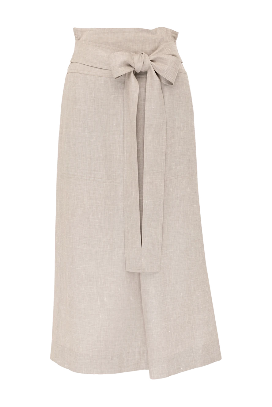 Loro Piana Maxi skirt beige - bow on the belt. 52% linen, 41% wool, 7% silk. belt. Country of manufacture: Italy. Care: specialized cleaning - photo 1