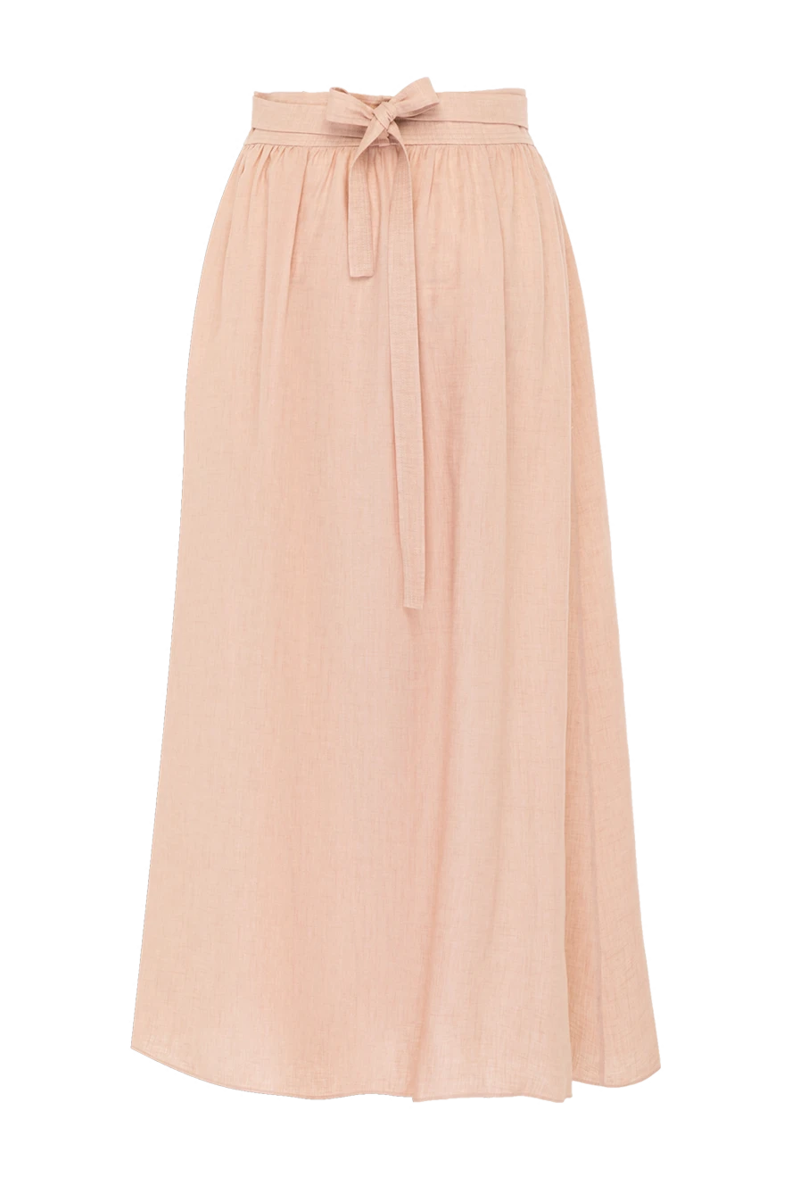 Loro Piana Pink linen maxi skirt - bow on the belt. 100% linen. belt. Country of manufacture: Italy. Care: specialized cleaning - photo 1