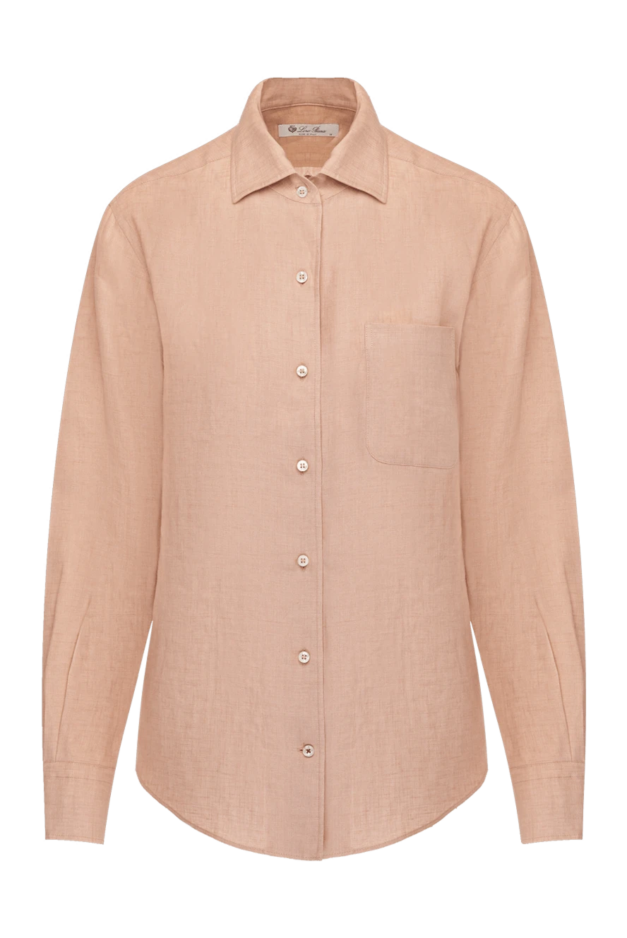 Loro Piana Women's pink linen shirt - 100% linen. Closure: buttons. one chest pocket. Country of manufacture: Italy. Care: specialized cleaning - photo 1