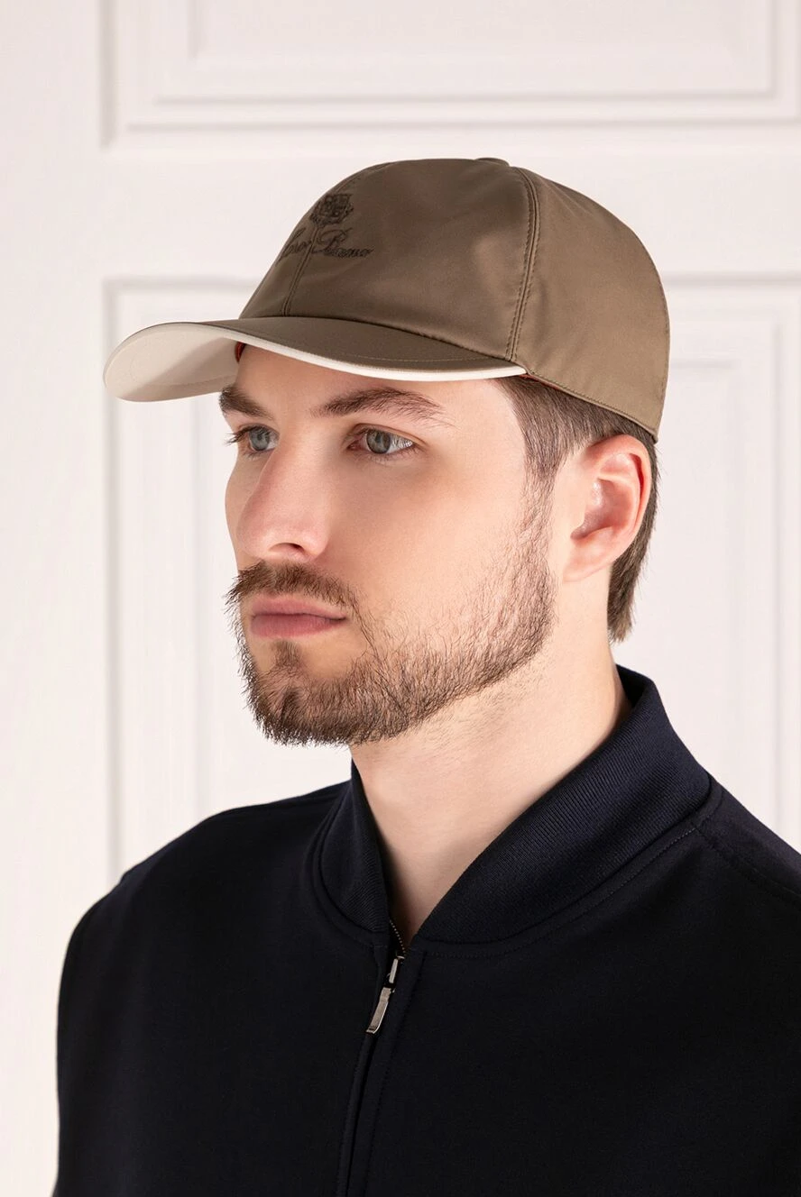Loro Piana кепка мужская коричневая из полиэстера 179694 — Мужские