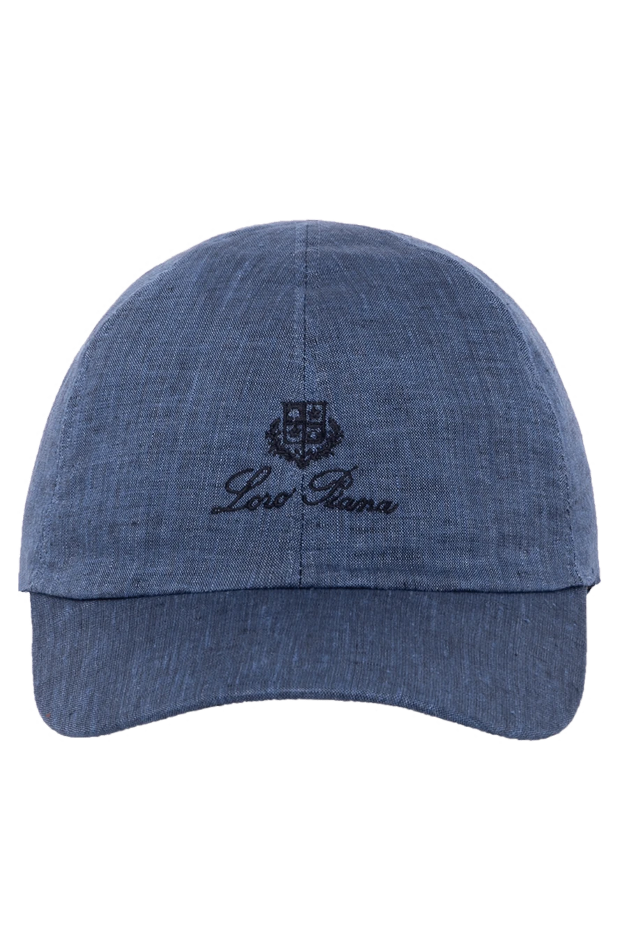 Loro Piana Men's blue cap made of linen - brand logo. 100% linen. Country of manufacture: Italy. Care: specialized cleaning - photo 1