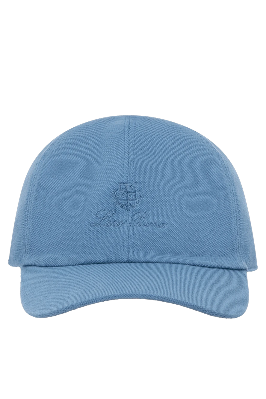 Loro Piana Men's blue cap made of cotton - brand logo. 100% cotton. Country of manufacture: Italy. Care: specialized cleaning - photo 1