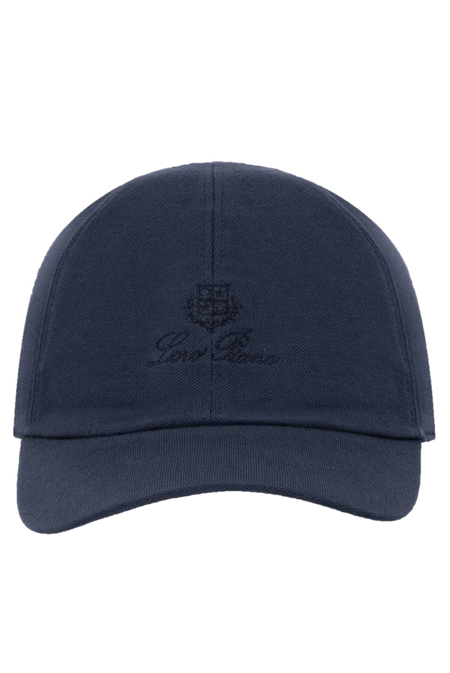 Loro Piana Men's blue cap made of cotton - brand logo. 100% cotton. Country of manufacture: Italy. Care: specialized cleaning - photo 1