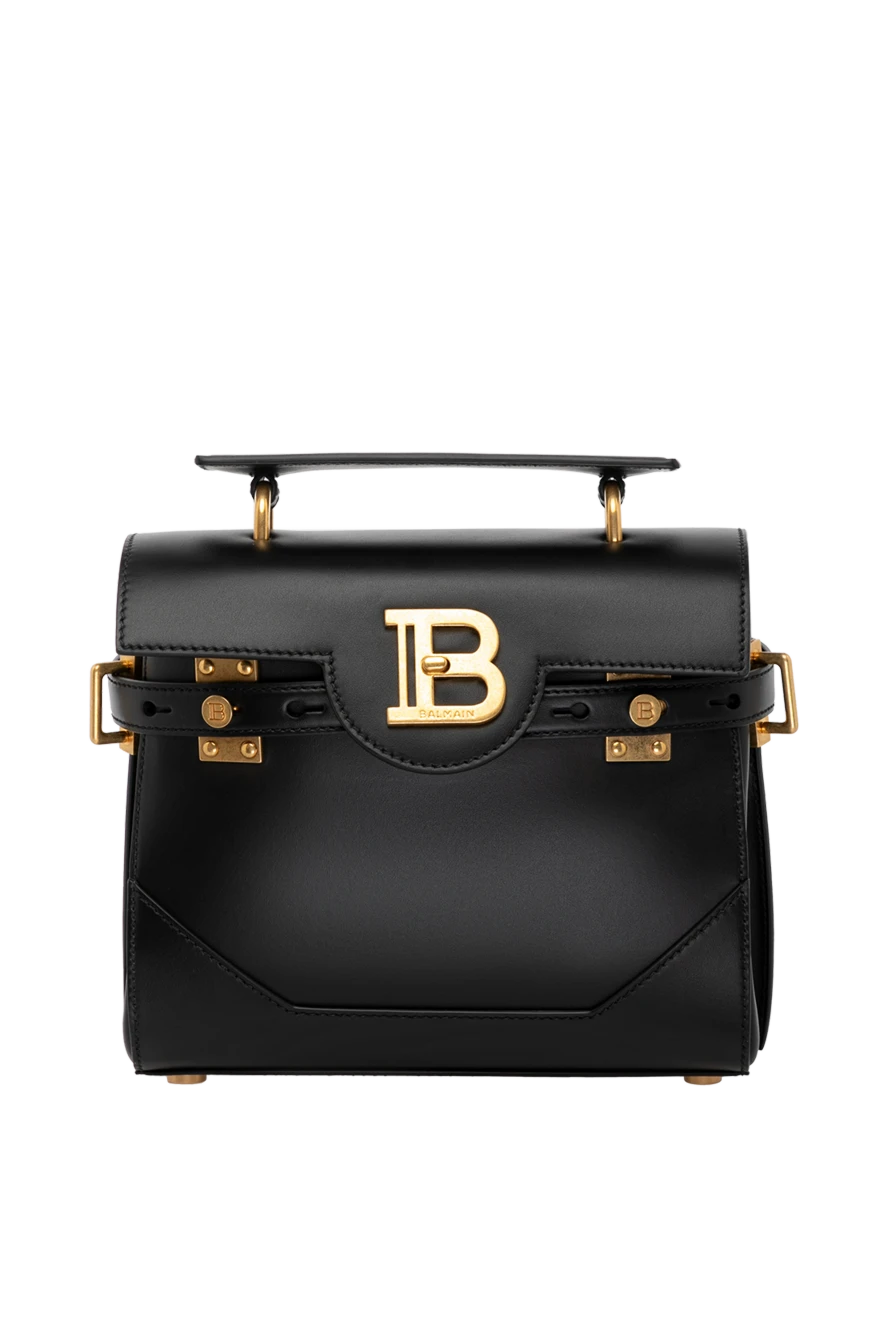 Balmain Women's black bag made of genuine leather - gold fittings, brand logo. 100% calfskin. Size: 23 x 20 x 11 cm. Shoulder strap: 110 cm. back patch pocket, internal zip pocket, internal leather card pocket. Closure: Flap with quarter turn B-Twist clasp. Country of manufacture: Italy. Care: specialized cleaning - photo 1