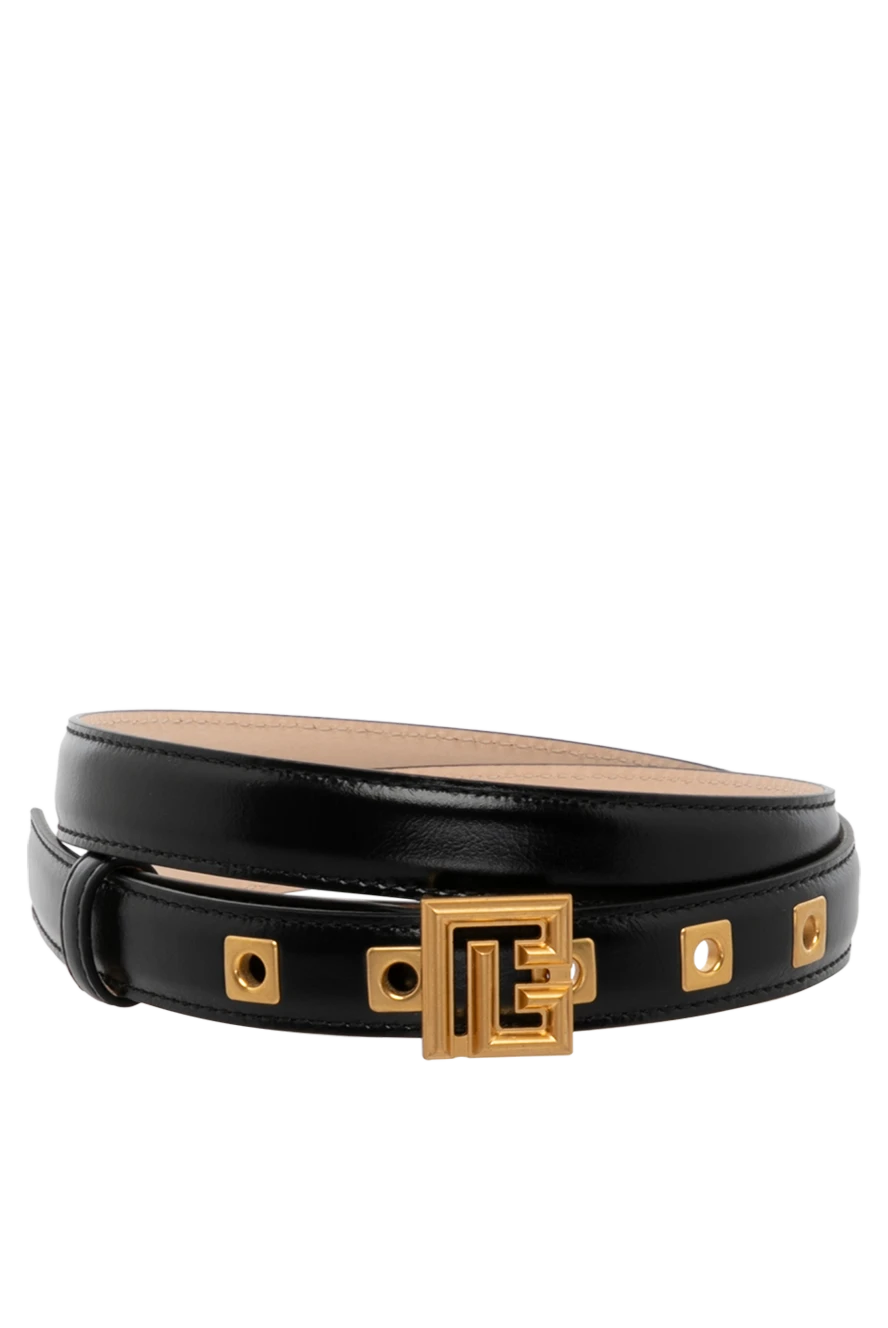 Balmain Women's black genuine leather belt with logo - buckle with brand logo. 100% genuine leather. buckle. Country of manufacture: Italy. Care: specialized cleaning - photo 1