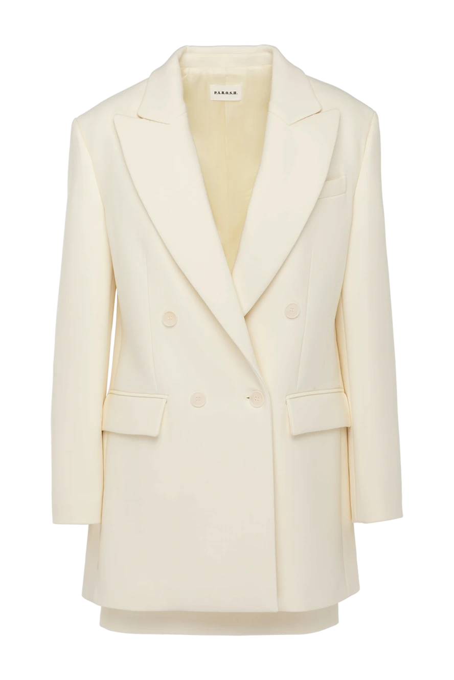 P.A.R.O.S.H. Women's suit with a skirt white - 53% polyester, 43% wool, 4% elastane. Closure: buttons. two side pockets, one chest pocket. Country of manufacture: Italy. Care: specialized cleaning - photo 1