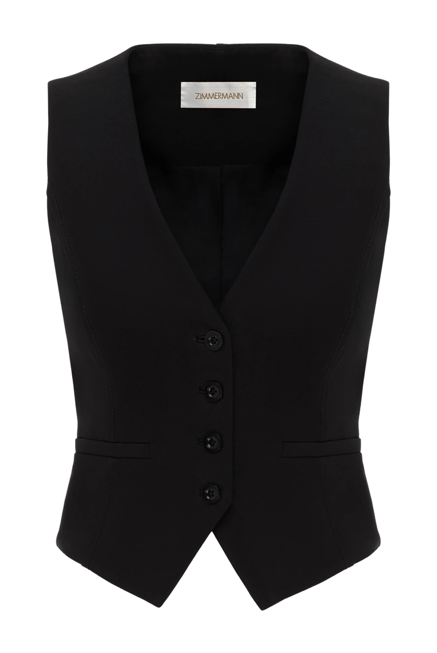 Zimmermann Women's black wool and viscose vest with four buttons - 65% wool, 35% viscose. button. two side pockets. Country of manufacture: Italy. Care: specialized cleaning - photo 1
