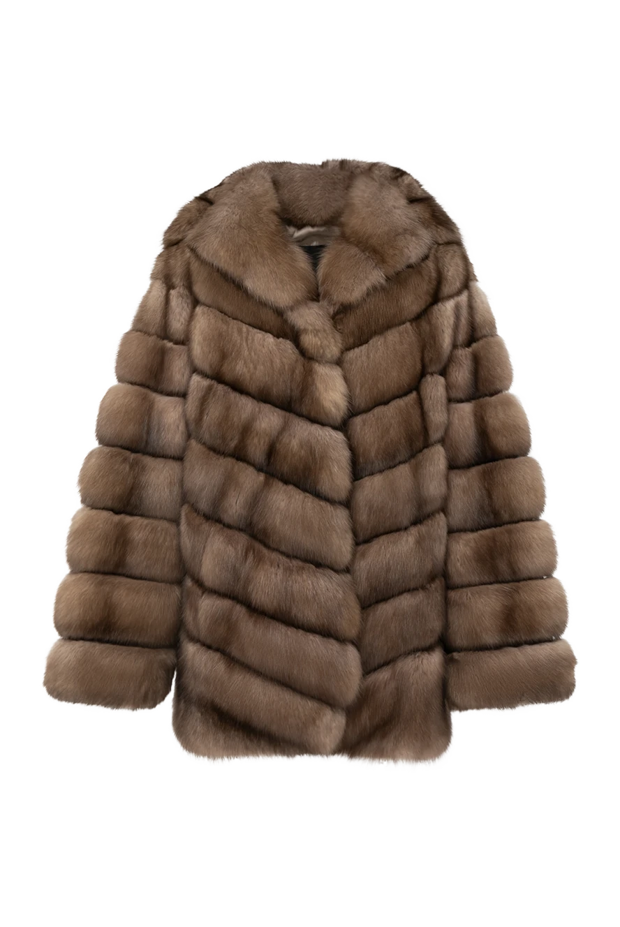 Giorgio Magnani Women's beige sable fur coat with a hood - 100% sable. Closure: buttons. two side pockets. Country of manufacture: Italy. Care: specialized cleaning - photo 1