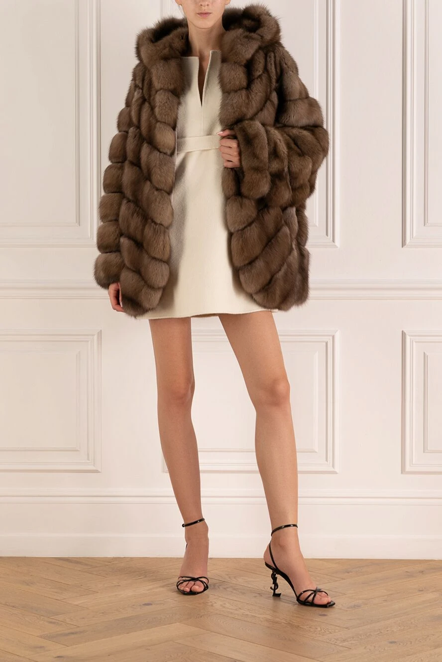BEGELM ビジルム fake fur long gown brown Giorgio Magnani premium genuine sable fur coat with