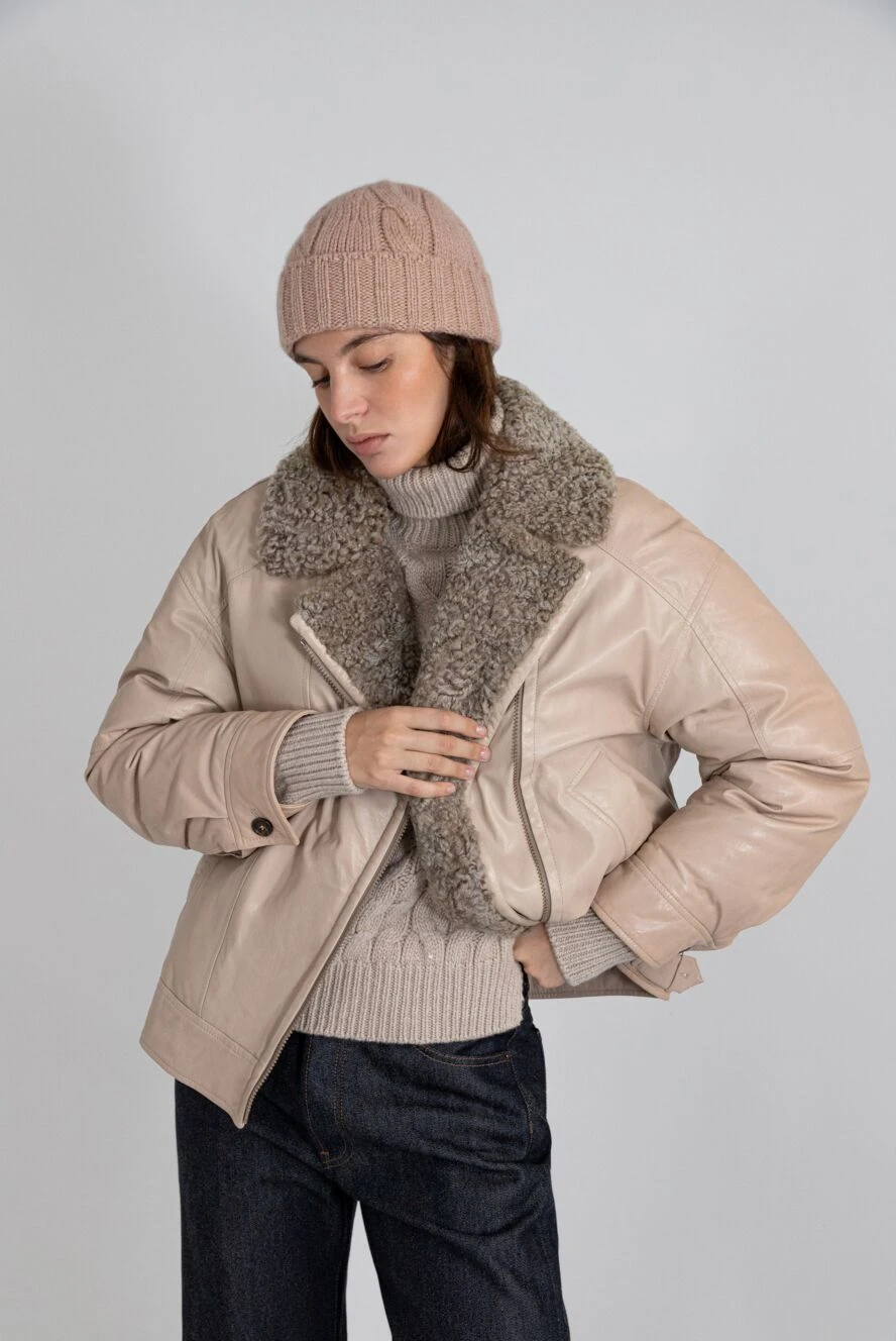 Loro Piana New 100% Cashmere Teddy Bear Beanie Hat Mink Fur Tassel Beige Napier Beanie Baby Cashmere Coarsehair Creamy Cashmere  main image 3