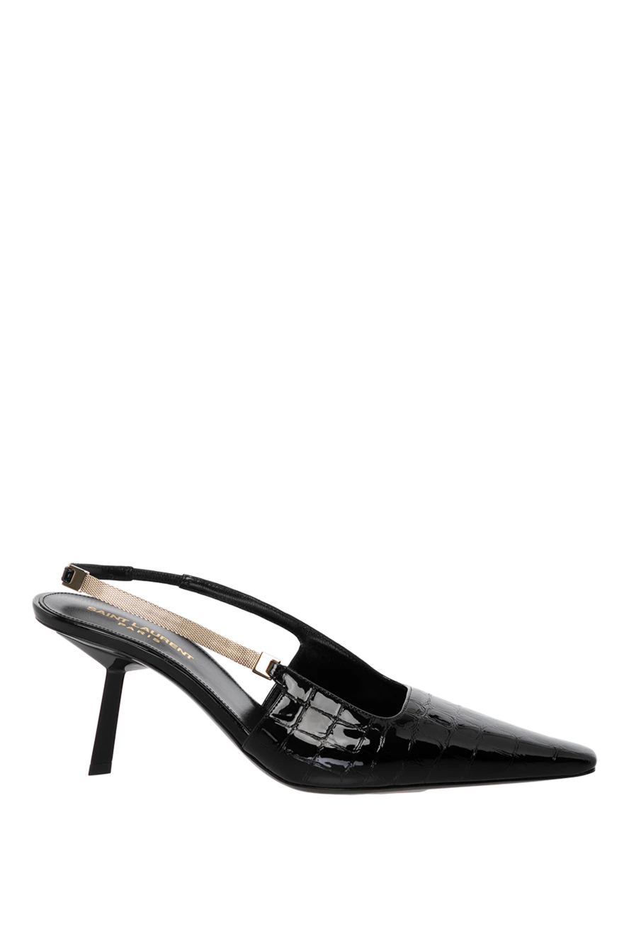 Saint Laurent Black women's heels made of genuine leather - textured leather. 100% genuine leather. buckle. Country of manufacture: Italy. Care: specialized cleaning - photo 1