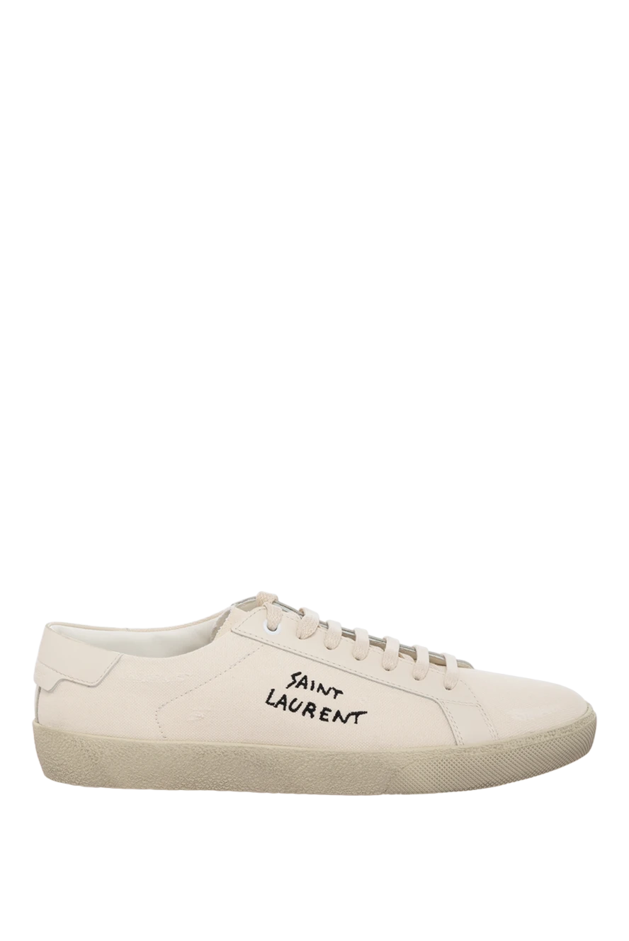 Saint Laurent Women's white cotton snickers - brand logo. 100% cotton. Closure: lace. Country of manufacture: Italy. Care: specialized cleaning - photo 1