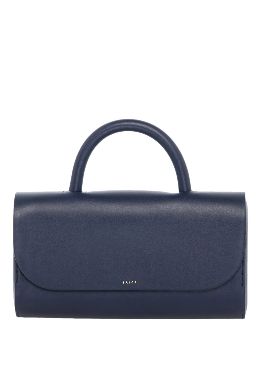 Salce197 Women's bag, blue, made of genuine leather - brand logo. 100% calfskin. Shoulder strap: 106-116cm. Closure: magnetic flap. Country of manufacture: Italy. Care: specialized cleaning - photo 1