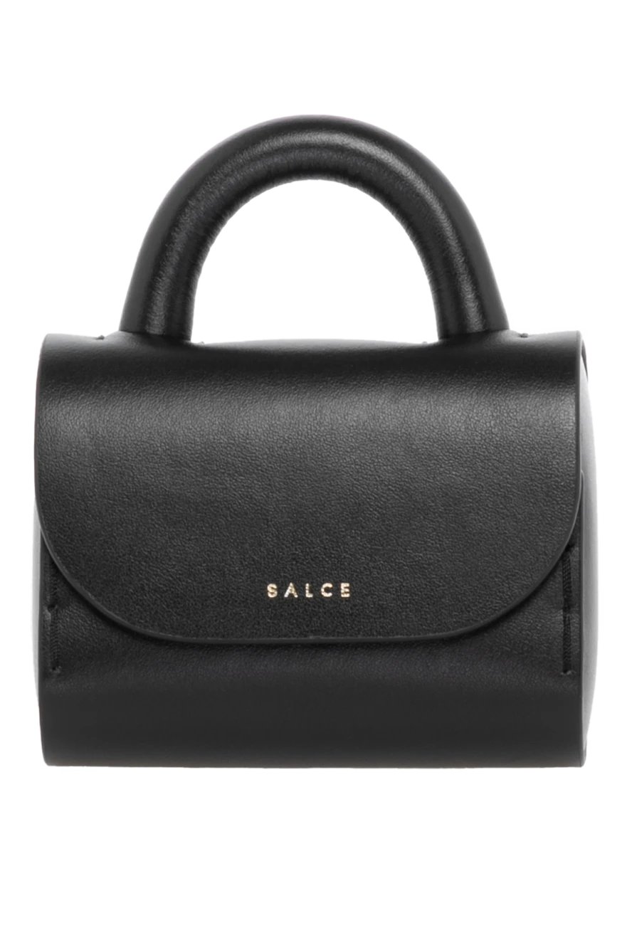 Salce197 Women's black bag made of genuine leather - brand logo. 100% genuine leather. Closure: magnetic flap. Slip credit card pocket. Handles: reinforced handle. Country of manufacture: Italy. Care: specialized cleaning - photo 1