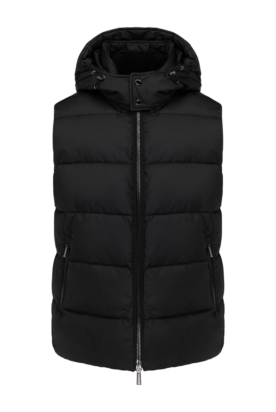 Moorer Men's black polyester vest - 100% cotton. hood. Closure: drawstring, zipper. two side pockets. Country of manufacture: Italy. Care: specialized cleaning - photo 1