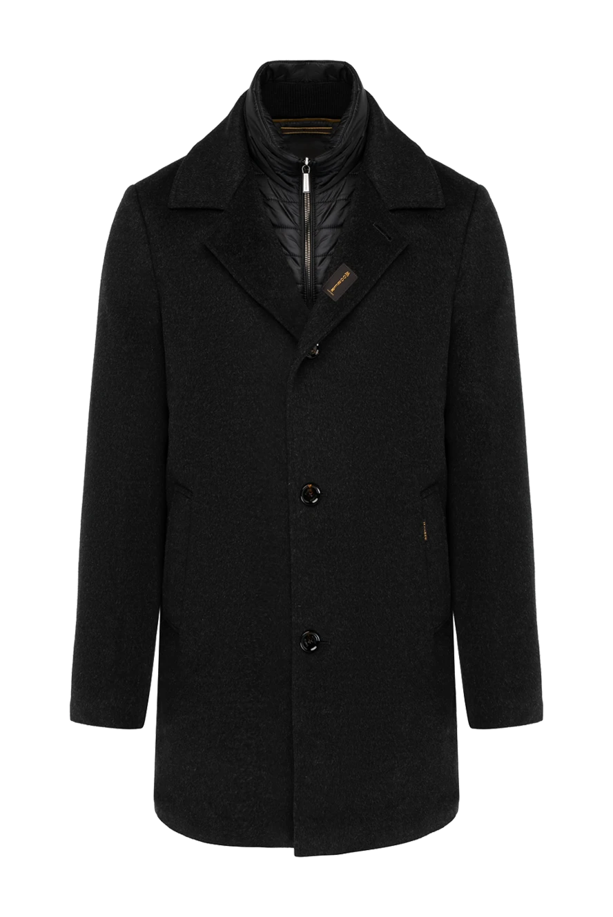 Moorer Men's black wool and cashmere coat - brand logo. 90% wool, 10% cashmere. zipper, buttons. two front pockets. Country of manufacture: Italy. Care: specialized cleaning - photo 1