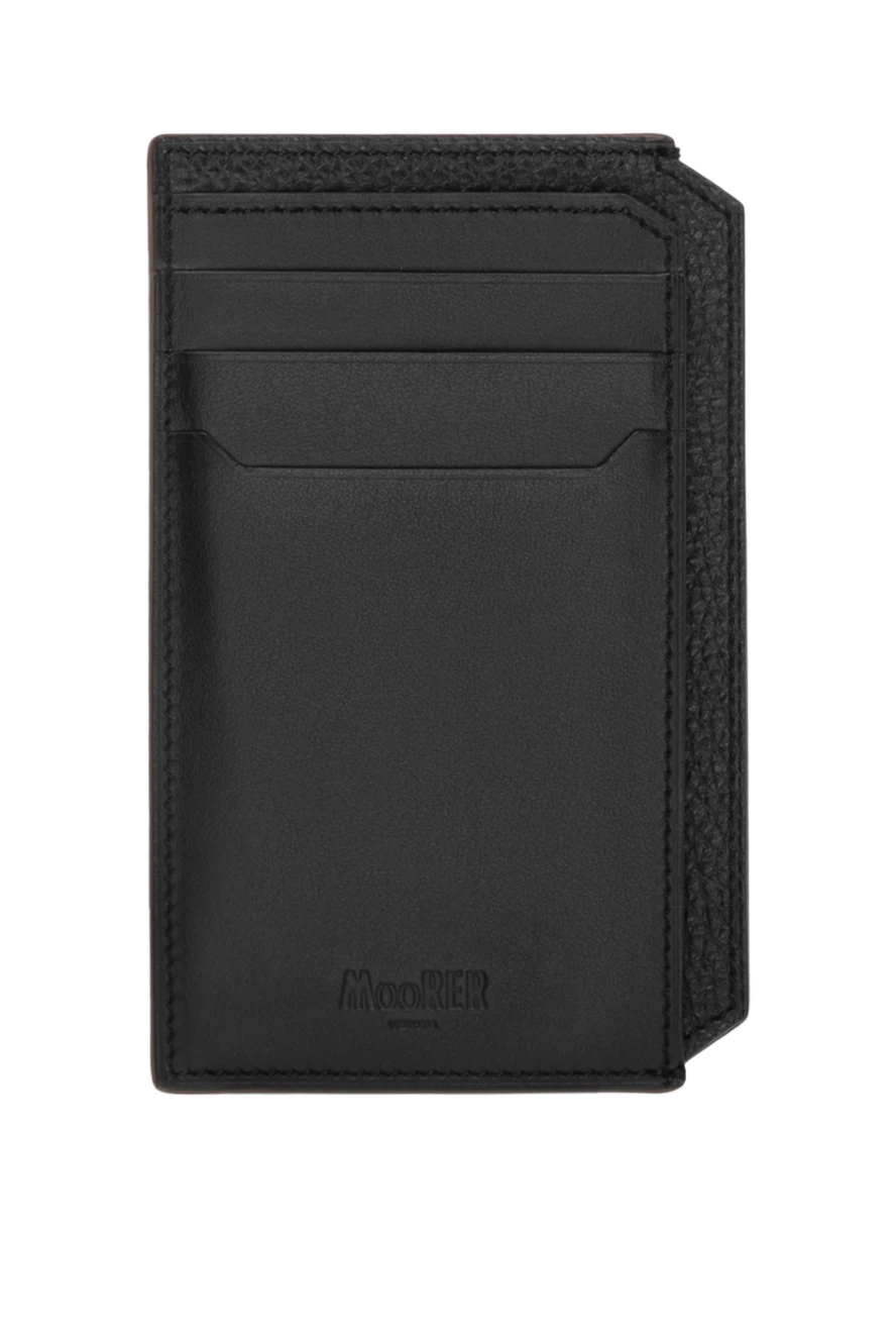 Moorer Black business card holder for men made of genuine leather - brand logo. 100% genuine leather. Country of manufacture: Italy. Care: specialized cleaning - photo 1