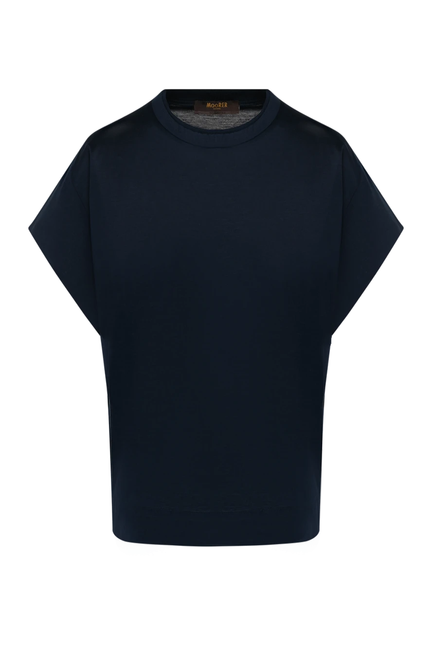 Moorer Women's blue T-shirt made of cotton - 100% cotton. Country of manufacture: Italy. Care: specialized cleaning - photo 1