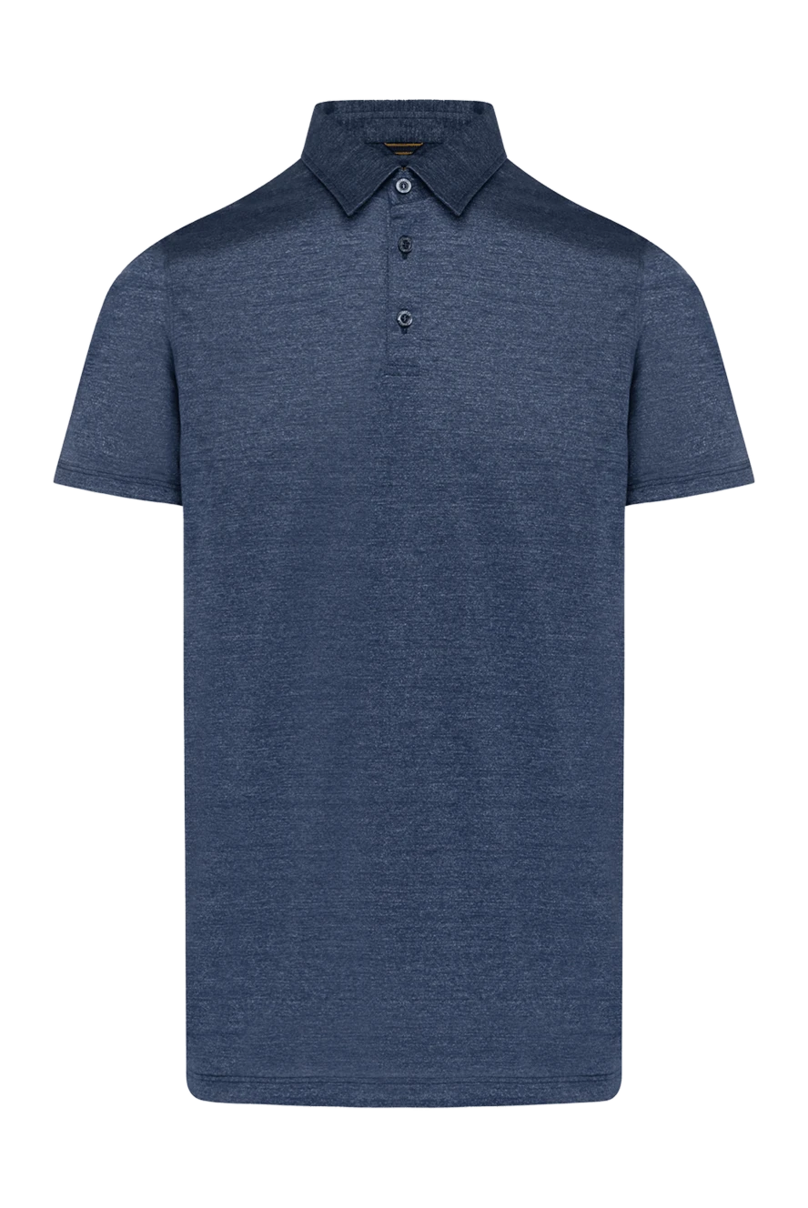 Moorer Men's blue cotton polo - 100% cotton. Closure: buttons. Country of manufacture: Italy. Care: specialized cleaning - photo 1