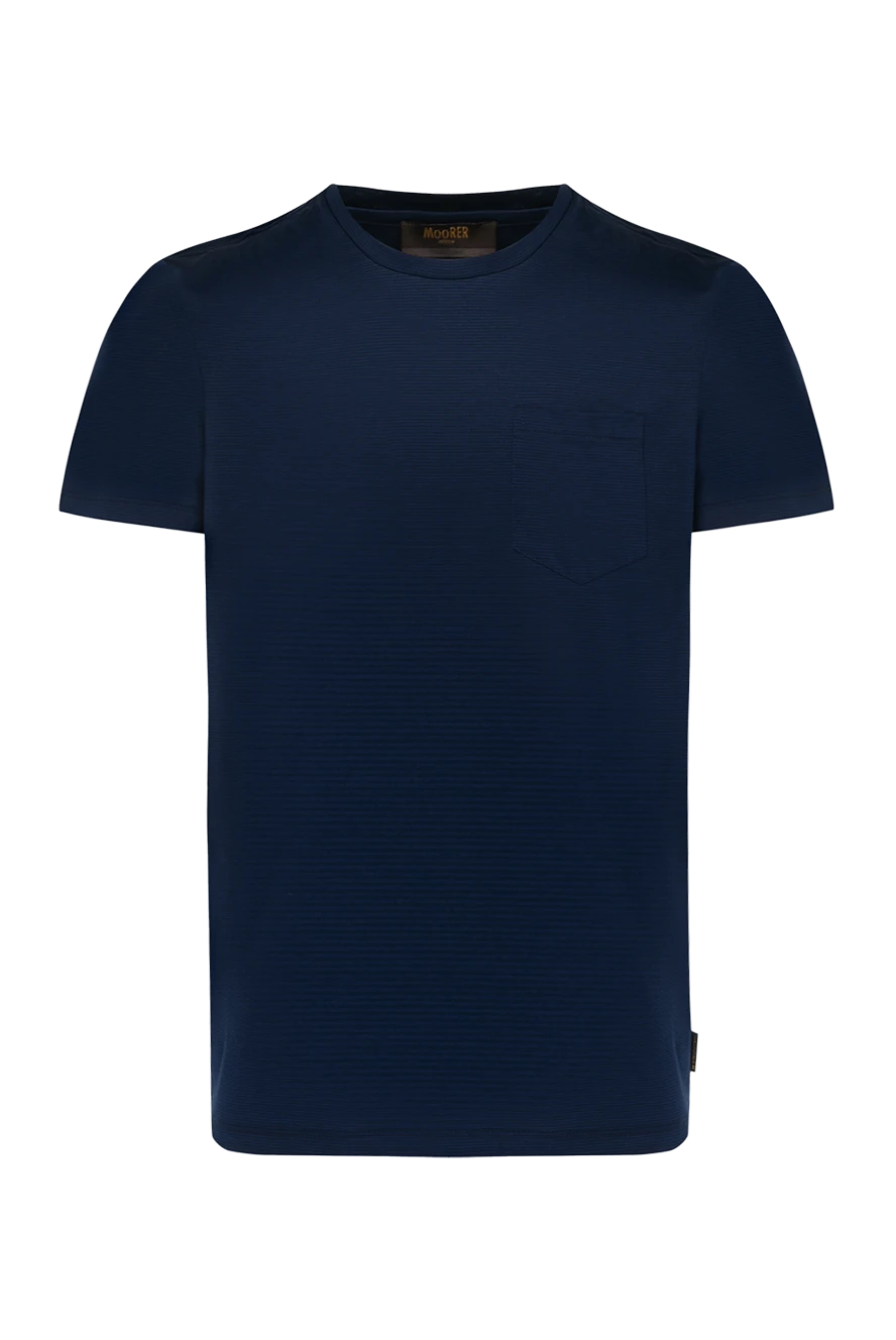 Moorer Men's blue T-shirt made of cotton - brand logo. 100% cotton. Country of manufacture: Italy. Care: specialized cleaning - photo 1