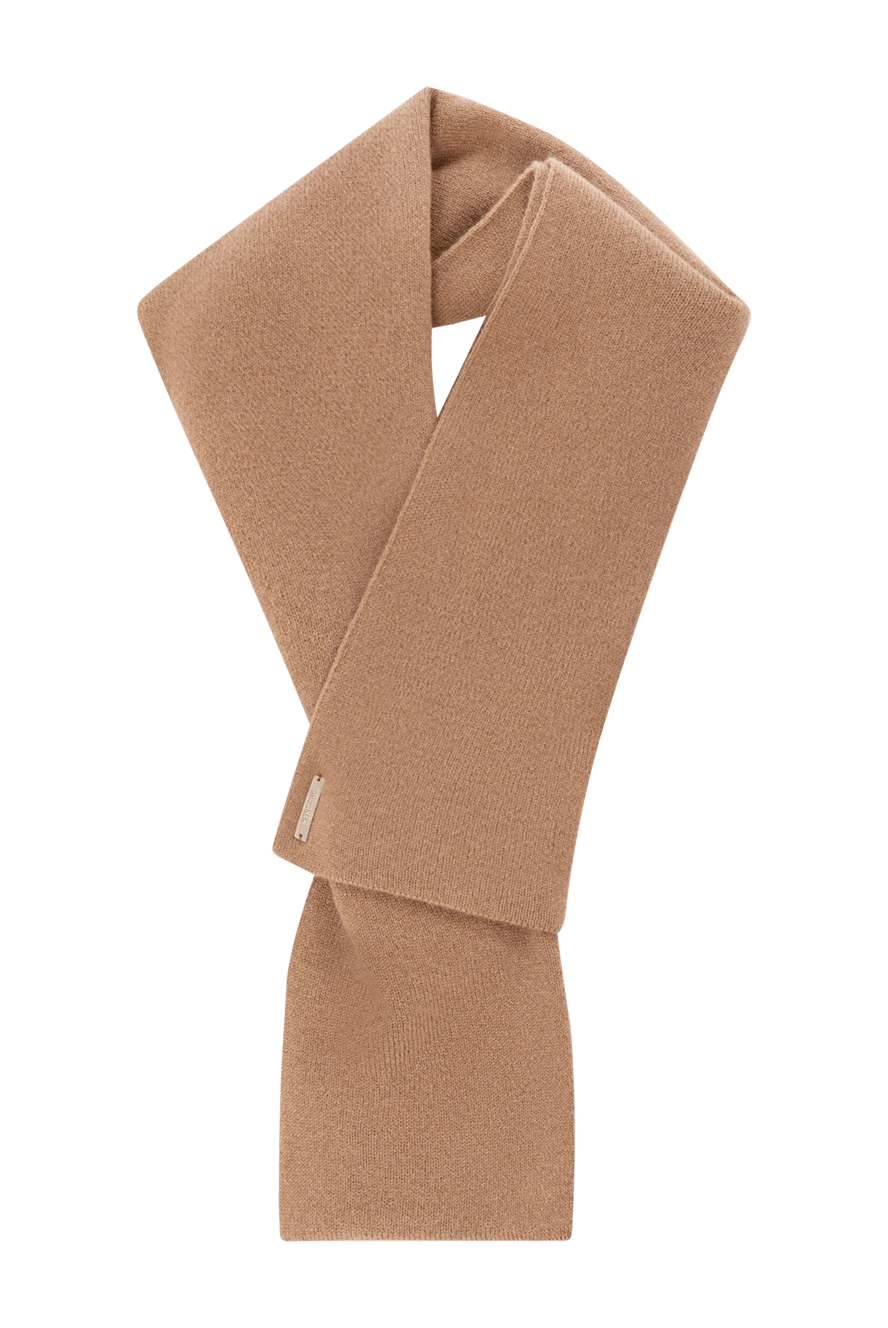 Moorer Beige cashmere scarf with a loop for men - brand logo. 100% cashmere. Country of manufacture: Italy. Care: specialized cleaning - photo 1