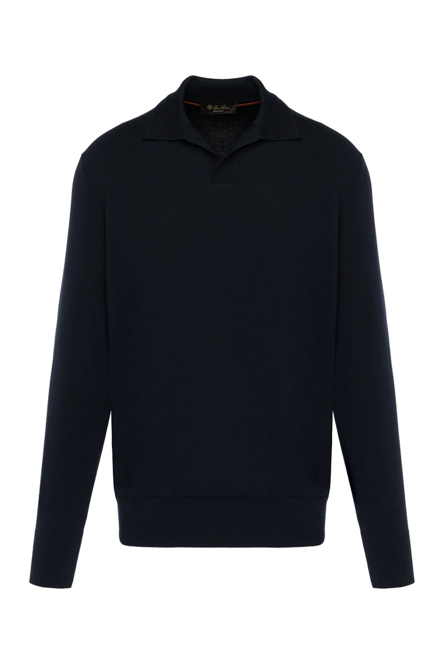 Loro Piana Polo with long sleeves for men blue wool - 100% wool. Country of manufacture: Italy. Care: specialized cleaning - photo 1