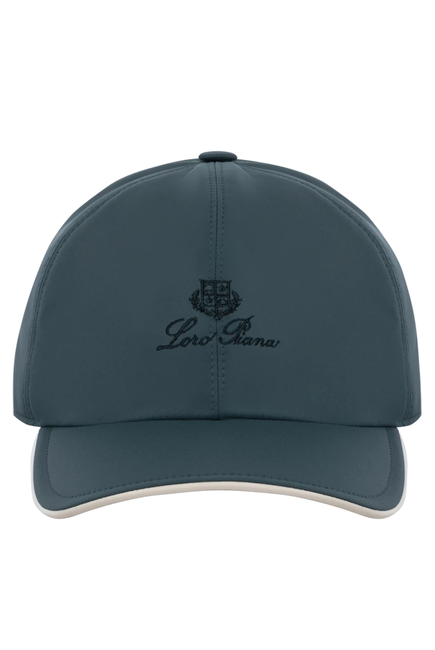 Loro Piana Men's blue cap made of polyester - brand logo. 100% polyester. Country of manufacture: Italy. Care: specialized cleaning - photo 1