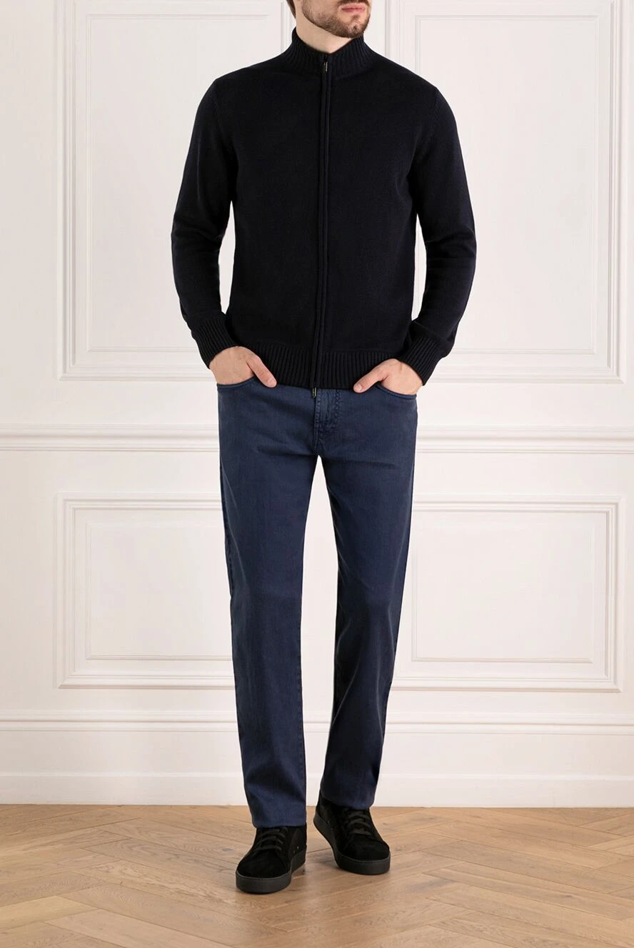 Loro Piana men's summer breathable jeans made from a linen and