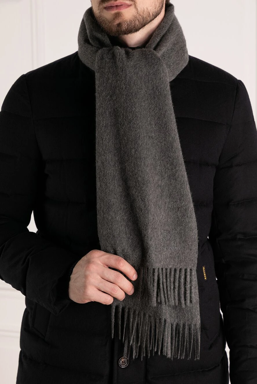 Loro Piana Black Cashmere Unisex Scarf Made factory In Italy