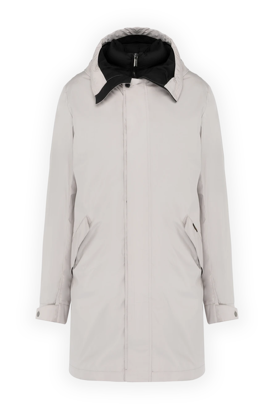 Moorer Men's gray polyester coat - contrast collar. 100% polyester. zipper, buttons. two front pockets. Country of manufacture: Italy. Care: specialized cleaning - photo 1