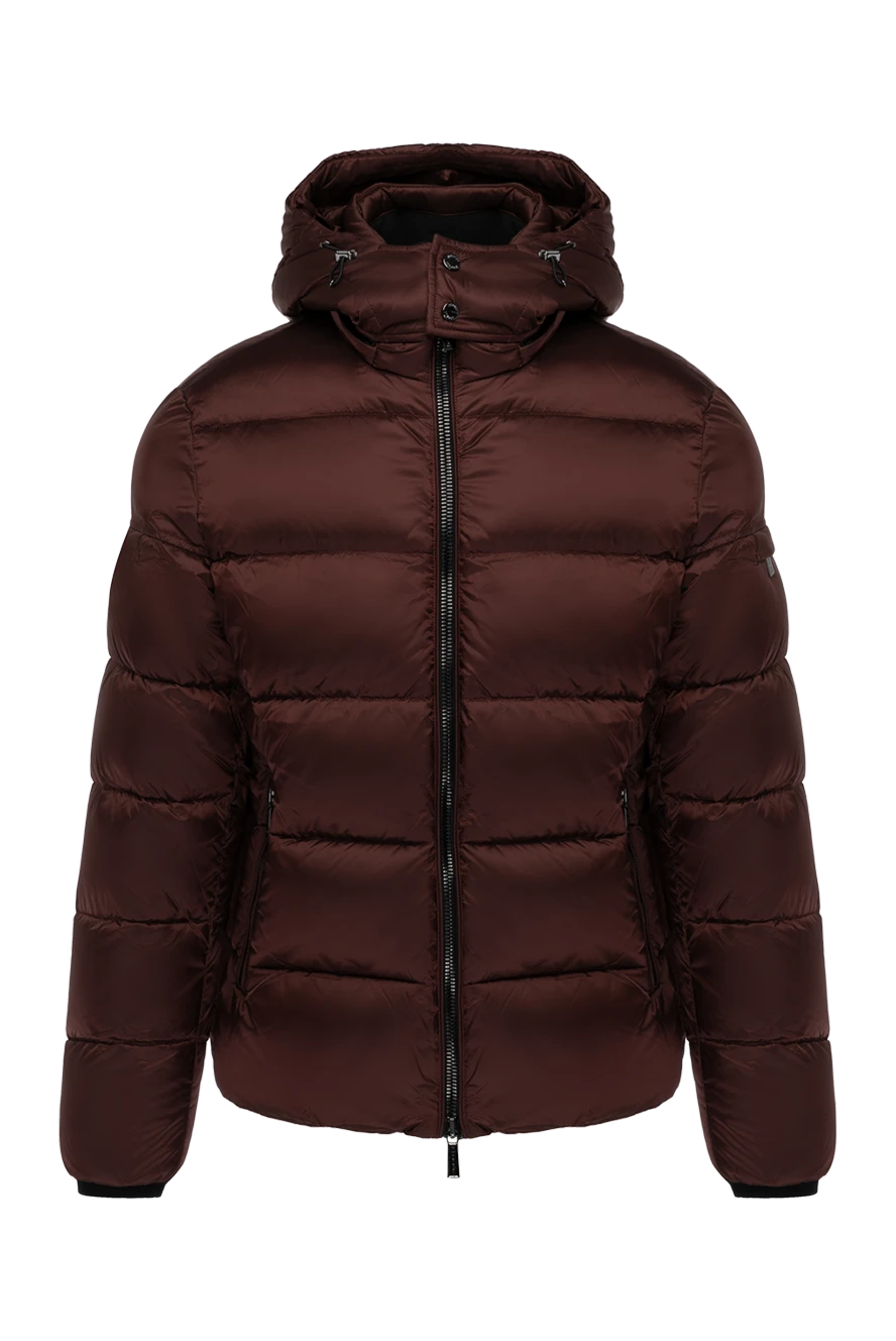 Moorer Men's burgundy polyamide down jacket - 100% polyamide. hood . Closure: zipper. two side pockets. Insulation: down. Country of manufacture: Italy. Care: specialized cleaning - photo 1