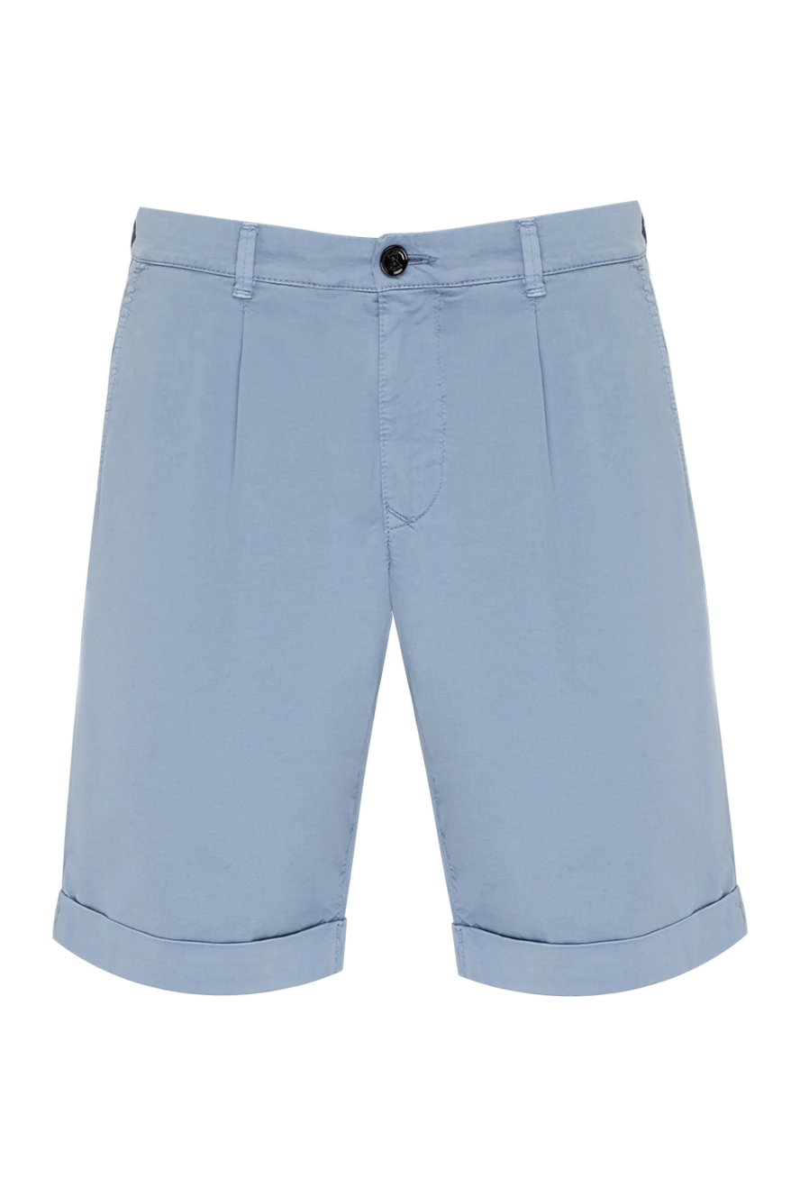 Moorer Men's blue shorts with clips - tucks, cuffs. 88% cotton, 10% silk, 2% elastane. Closure: button, zipper. two side pockets, two back pockets. Country of manufacture: Italy. Care: specialized cleaning - photo 1