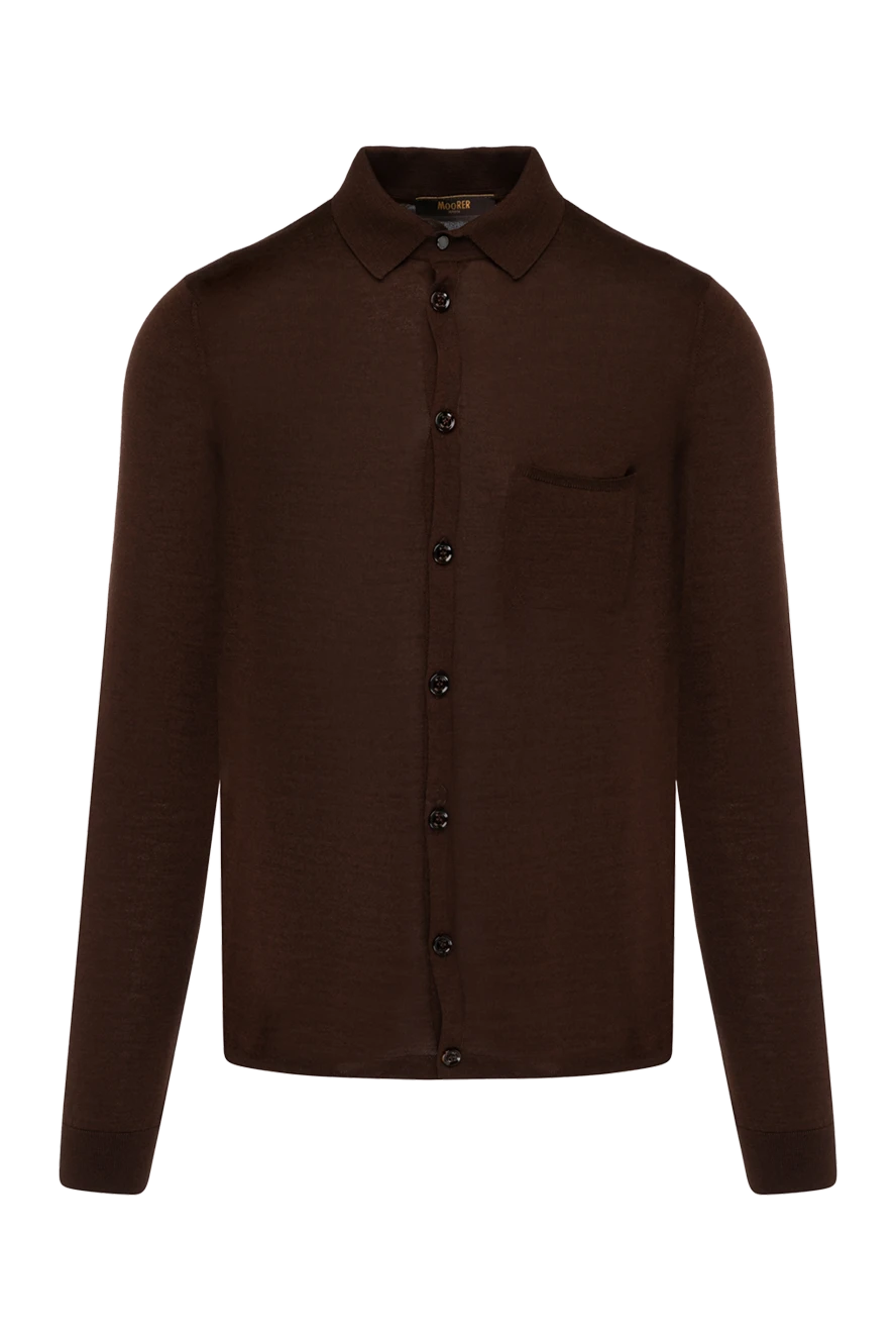 Moorer Brown men's shirt made of wool - 100% wool. Closure: buttons. chest pocket. Country of manufacture: Italy. Care: specialized cleaning - photo 1