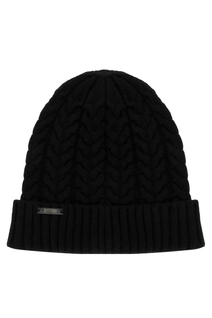 Moorer Women's cashmere hat black - brand logo. 100% cashmere. Country of manufacture: Italy. Care: specialized cleaning - photo 1