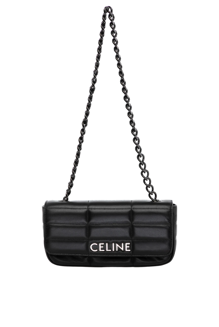 Celine Women's bag gray genuine leather with logo - brand logo. 100% genuine leather. Belt: chain. Country of manufacture: Italy. Care: specialized cleaning - photo 1