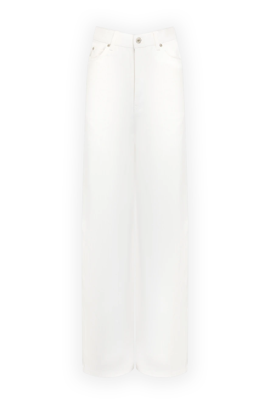 Loewe Women's white jeans made of cotton - 100% cotton. zipper, button. two side pockets, two back pockets. Country of manufacture: Italy. Care: specialized cleaning - photo 1