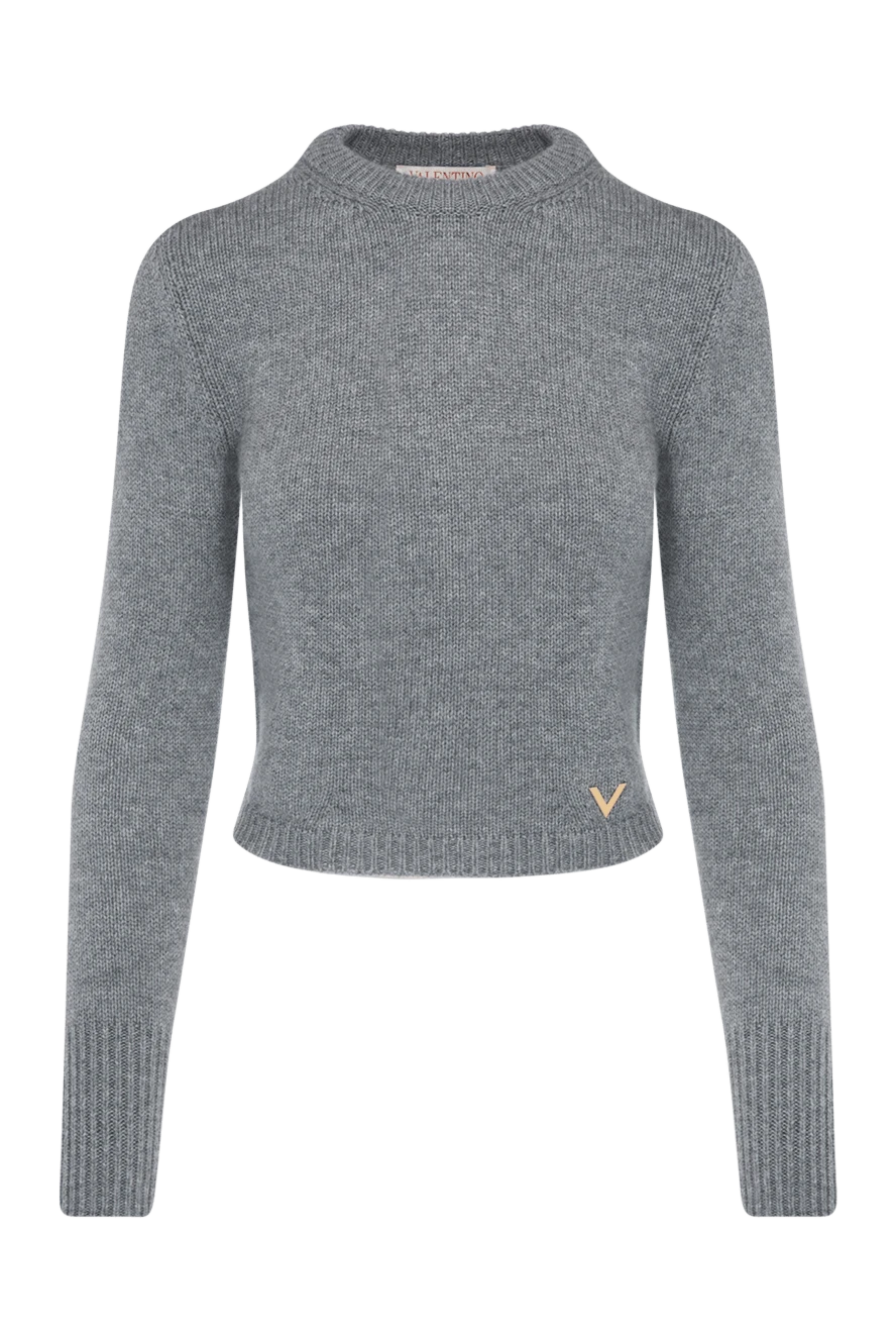 Valentino Women's gray cashmere jumper - brand logo. 100% cashmere. Country of manufacture: Italy. Care: specialized cleaning - photo 1