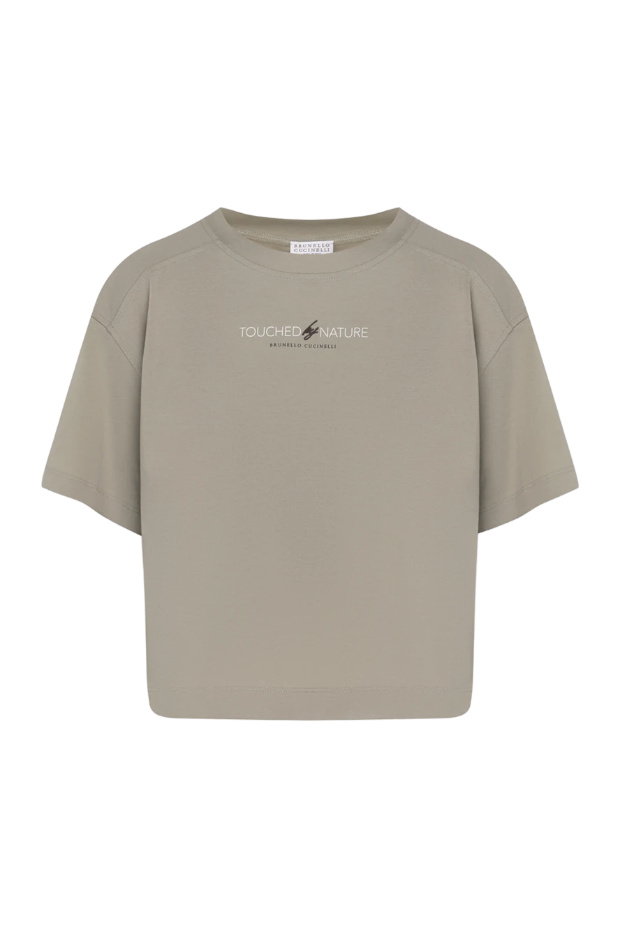 Brunello Cucinelli T-shirt for women beige made of cotton - logo. 100% cotton. Country of manufacture: Italy. Care: specialized cleaning - photo 1