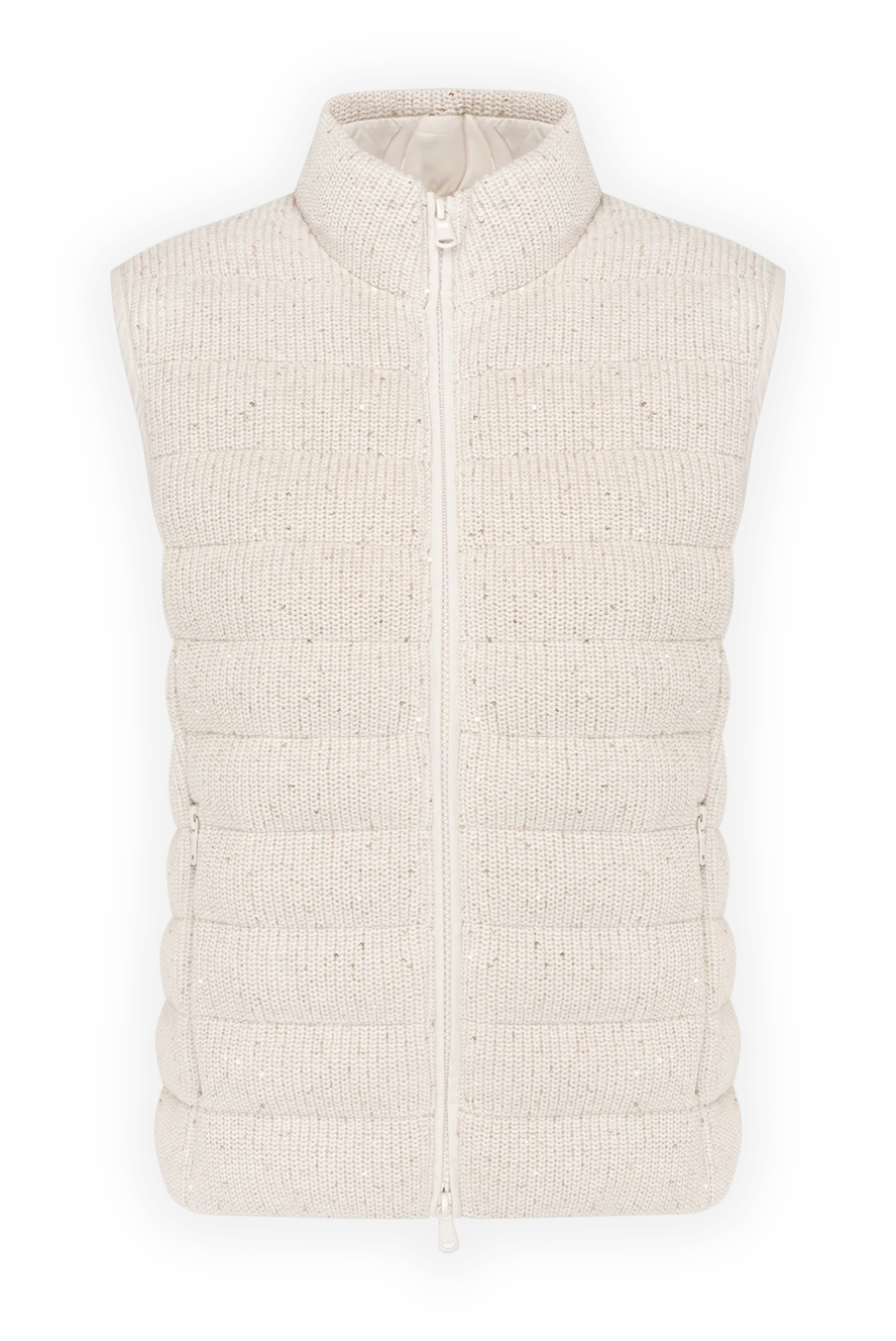 Brunello Cucinelli Beige women's vest made of cotton and polyester. - brand logo. 96% cotton, 4% polyester. Closure: zipper. two side pockets. Country of manufacture: Italy. Care: specialized cleaning - photo 1