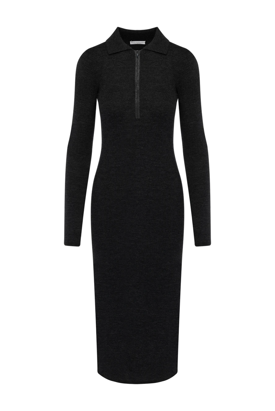 Brunello Cucinelli Платье трикотажное женское серое из шерсти и кашемира - 90% шерсть, 10% кашемир. молния. Страна производитель: Италия. Уход: специализированная чистка - фото 1