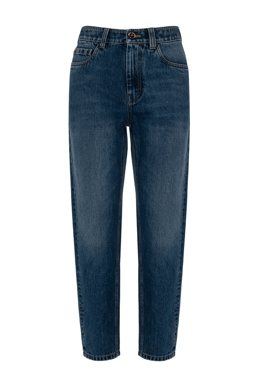 Brunello Cucinelli Women's blue jeans made of cotton - worn effect. 100% cotton. zipper, button. two side pockets, two back pockets. Country of manufacture: Italy. Care: specialized cleaning - photo 1