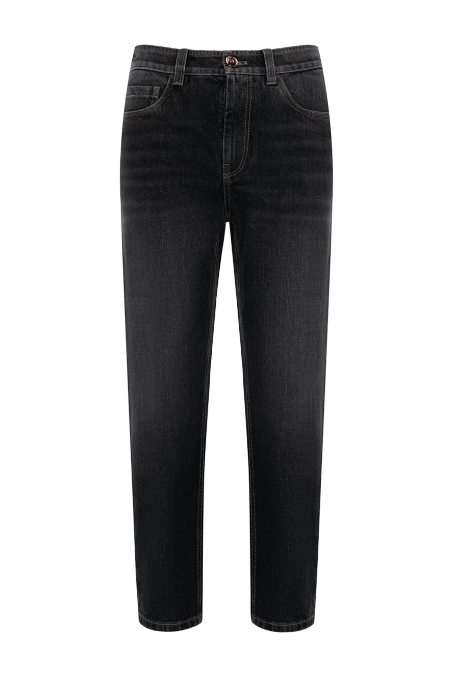 Brunello Cucinelli Women's gray jeans made of cotton - contrast stitching. 100% cotton. zipper, button. two side pockets, two back pockets. Country of manufacture: Italy. Care: specialized cleaning - photo 1